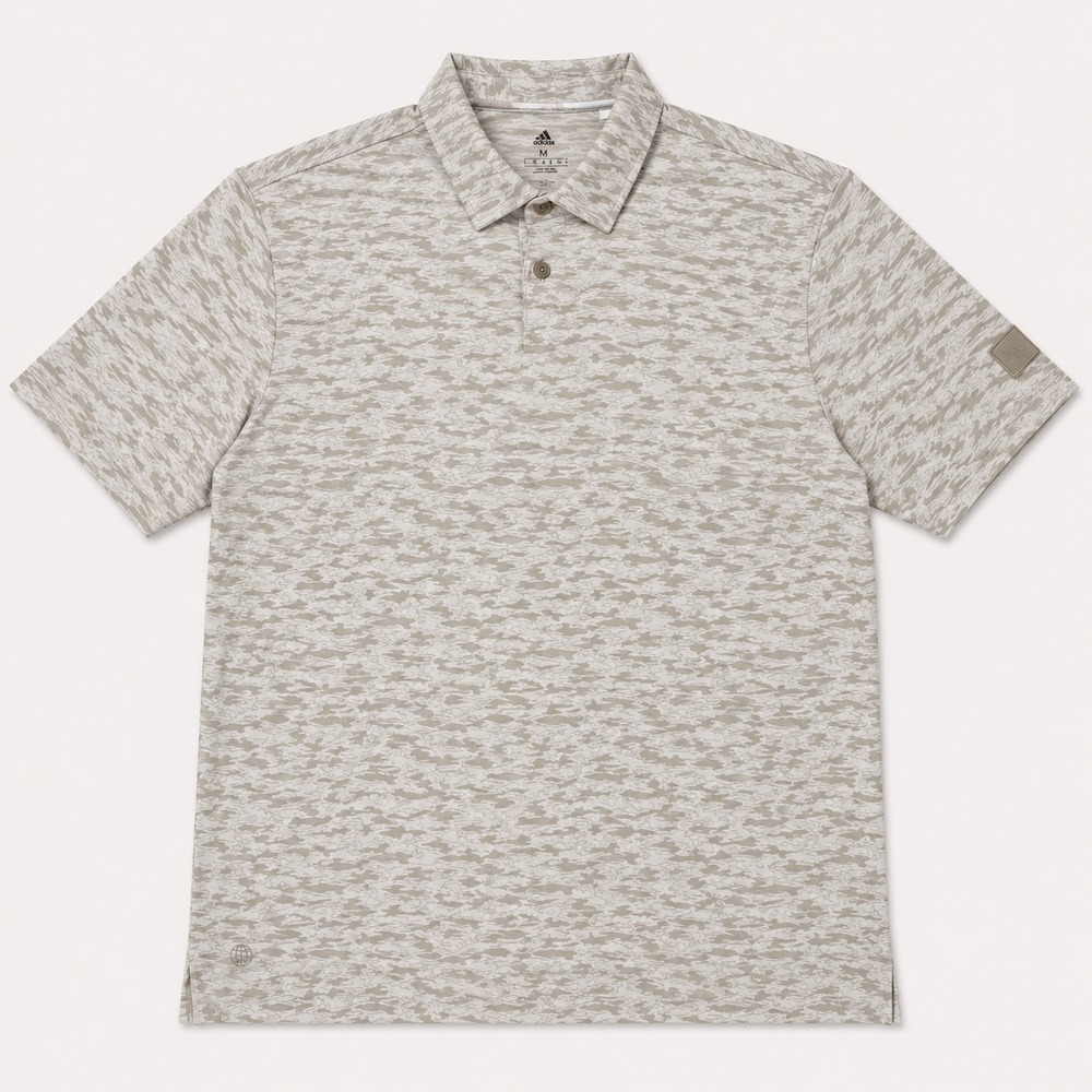 Adidas Golf Polo Shirt Mens M Beige Camo Print Sample Short Sleeve Performance